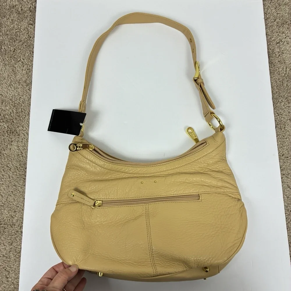NEW Stone Mountain Genuine Soft Pebbled Leather Tan Shoulder Bag Classic Casual